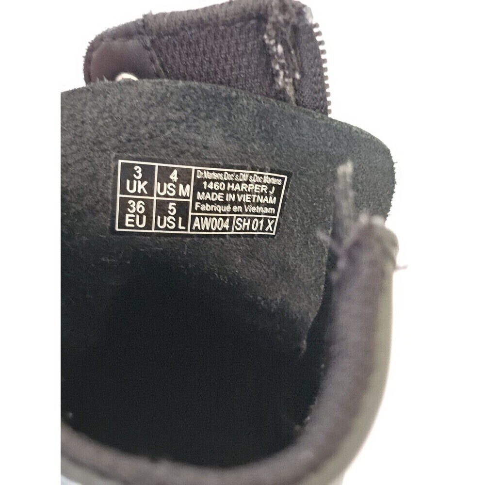 Dr Martens 1460 Harper J Kids Youth Size 4 Black Leather Combat Boots Side Zip - Picture 10 of 11